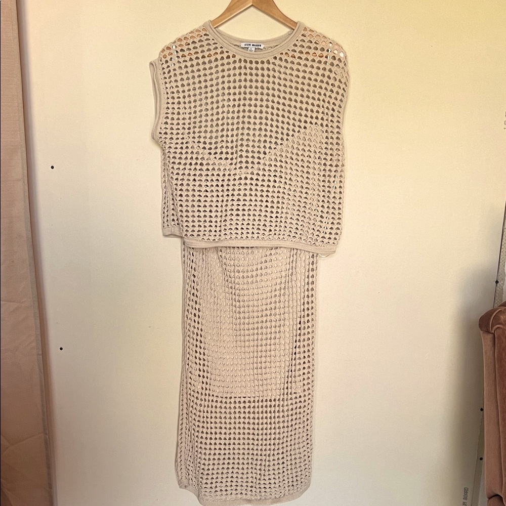 Steve Madden Beige Crochet Knit set